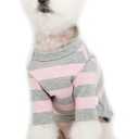 Dog Cotton Shirts for Small and Large Dogs Rugby Striped T-Shirts Soft Breathable Dog Shirt pet Clothes (Small, Pink/Gray)