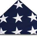 This Folded Memorial Flag American US Cotton Flag 5x9.5 FT Premium 100% Cotton For Veteran, Embroidered Stars, Sewn Stripes, 4 Rows of Lock Stitching, Brass Grommets USA Burial Casket Flags