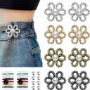 8 Sets Flower Pant Waist Tightener, Adjustable Jean Buttons for Loose Jeans, Waist Cincher Clip for Pants Women, Pants, Skirts, Sleeves