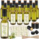 Havawish 20 Pcs 5oz Homemade Mini Olive Oil Bottles Hot Sauce Glass Bottles with Leak Proof Screw Cap Funnel Clear Bottle for Storing Homemade Olive Oil Wedding Baby Shower Gifts (Green)
