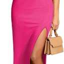 Pink Queen Women's One Shoulder Sleeveless Cutout Side Slit Bodycon Maxi Long Dress (S)