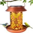 Solar Bird Feeders for Outdoors Metal Butterfly Lantern Hanging on a Tree Metal Wild Bird Feeder Decoration for Patio,Yard,Lawn,Pathway,Summer Garden Decor Gifts for Bird Lovers Mom Friends