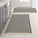 MIULEE Set of 2 Waffle Bathroom Rugs, Boho Bath Rugs Non Slip Washable, Super Absorbent Bath Mats, Ultra Soft Rubber Backed Shower Mats for Bathroom Floor, Tub, Dark Grey & Yellow, 20x32 Inch