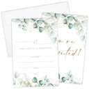 HUQIL Rustic Greenery Wedding Invitations Cards for Mr & Mrs Ideal for Weddings Bridal Shower Watercolor Invites Party Favor & Supplies Double-Sided Fill In Style 25 Pcs with Envelopes - FS627,Set of 3