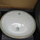 16.5"x13.4" Oval Shape Small Undermount Bathroom Vessel Sink, Ceramic White Vanity Top Sink with Overflow