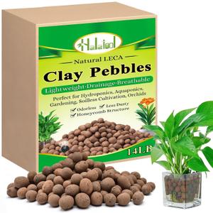 14LB Leca Balls for Indoor Plants, 4-16mm Hydro Balls for Drainage