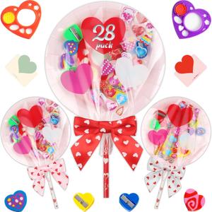 Deerher Valentines Day Gifts for Kids - 28 Pack Giant Colorful Stationery Set with Valentine's Cards for School Classroom Class Party Favor - Valentine Gift Exchange for Boys Girls Toddler
