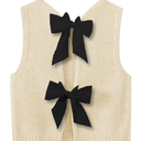 GORGLITTER Women's Tie Back Knit Tank Tops Bow Sleeveless Vest Tops Cropped Cardigan Dressy Casual Outfits 2025, Small