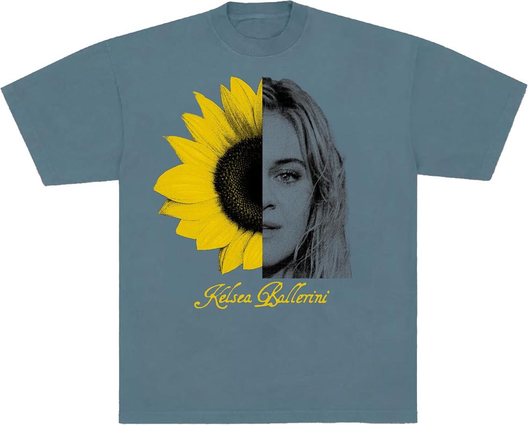Kelsea Ballerini Official Merch Sunflower Face Tee (Medium, Blue)