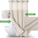 eachope Stall No Hooks Needed Linen Textured Shower Curtain with Snap-in Fabric Liner Set,Hotel Luxury Decor Shower Curtains for Bathroom,Waterproof & Washable,60Wx74H,Cream