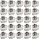 25-Pack 2oz Empty Heart Shaped Mini Metal Tins with Clear View Window Lids for Candle Making, Candies, Gifts & Treasures (Silver)