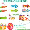 WorldBazaar 10 Pcs Easter Yard Signs Egg Hunt Arrow Easter Decorations Outdoor Lawn Yard Stake Sign Egg Bunny Basket Lawn Decor for Game Party Pathway Walkway