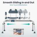 Sliding Shower Chair Tub Transfer Bench with Swivel Seat, Shower Bench for Elderly and Disabled, with Security Belt, 360 Rotation, Slides and Rotates, Adjustable,one Touch Slide Button, Dark Blue