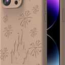 OAOA Magnetic Engraved Case Compatible with iPhone 15 Pro Case, Compatible with Magsafe, Camera All-Round Protection, Slim Liquid Silicone Phone Case for Women Girls, Light Brown Castle