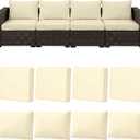8pcs Outdoor Patio Cushion Covers Replacement, 24" Zippered Outdoor Cushion Covers Waterproof, UV Resistant & Washable Patio Furniture Cushion Covers Waterproof for Patio Sectional, Covers Only Beige
