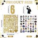 Leinuosen 4 Set 24 x 16 Inch Graduation Cap Photo Display Board Black Gold Trifold Poster Board with Tassel Stickers for Class of 2026 Grad Party Graduate Pictures Frames Display Table Decoration