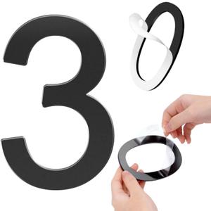 Self-adhesive 6 Inch Acrylic House Numbers - Modern Black Mailbox Numbers for Outside Address, Apartments, Offices, Hotels (3)