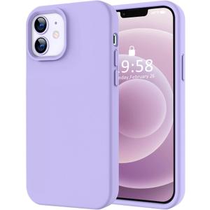 LOVE 3000 Designed for iPhone 12 Case/iPhone 12 Pro Case, Premium Silicone with [Soft Anti-Scratch Microfiber Lining] Shockproof Protective Phone Case for Men Women Girls 6.1", Light Purple