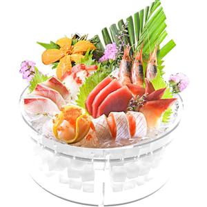 Ice Chilled Serving Tray with Ice Underneath, Shrimp Cocktail Serving Dish with Ice Tray, Acrylic Cold Food Fruit Buffet Server Platter for Party Keep Food Fresh