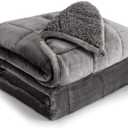 Cottonblue Weighted Blanket 17 lbs Queen Size, Flannel Shaggy Sherpa Weighted Blanket for Adults Comfortable Weighted Blankets for Calming and Relax, Bed Sofa Heavy Blankets, 60x80 inches, Grey