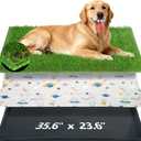 Reusable Dog Loo System with Artificial Grass Turf&Pee Pads&Tray, for Puppy Potty Training is Portable&Easy to Clean,35x23in Large Dog Litter Box Toilet for Indoor/Outdoor useLarge
