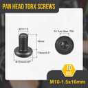 2 x DTGN M10x16mm Pan Head Torx Security Screw - 12Pack - Good for Machinery - Carbon Steel Button Head Torx Bolt Star Drive Security Fasteners - Black