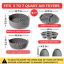 EM Set of 5 Silicone Air Fryer Liners with Egg Bite Mold, Waffle Mold & Mitts - 8.7 Round Reusable Silicone Inserts for 5-7 Qt Airfryers - Easy to Clean & Heat-Resistant Air Fryer Accessories Set