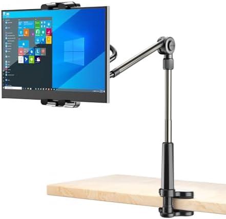 LenTok Foldable Desk Tablet Mount for iPad Portable Monitor 4.7-15.6'', Long Gooseneck Tablet Arm Holder, Table Tripod with Clamp Compatible with Surface Pro, All iPad Pro 12.9