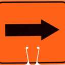 Cone Sign, Arrow Right (Black on Orange) Single-Sided