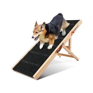 Nidouillet Dog Ramp for Bed, 39" Long Wooden Foldable Dog Ramp, 5 Adjustable Heights from 14.4" to 22.2" with Anti-Slip Traction Mat, Portable Pet Ramp for Bed, Couch, Max 200lbs - 39inch 