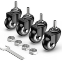 HOLKIE Caster Wheels 2 inch with No Brake Stem Casters, 3/8" -16 x 1 (Stem Diameter 3/8", Stem Length 1") Threaded Swivel Casters Set of 4 Heavy Duty Castors Black