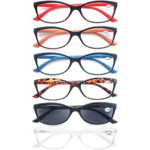 Reading Glasses Womens Readers Ladies Stylish Cheaters +2.50 W/Sun Reader Glasses Lightweight Comfortable Cute Glasses for Reading Outdoor 6 Pack