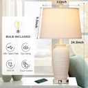 CINSARY 24.3" Farmhouse Jar Table Lamps Set of 2, 3 Way Touch Control Rustic Bedside Lamps with USB A+C Ports & AC Outlet, Pot Nightstand Lamps for Bedroom Living Room (LED Bulbs Included)