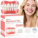 Moldable False Teeth, Dentures for Women and Men, Upper and Lower Silicone Denture Set, Fix Your Smile in Minutes, 1Pack-612