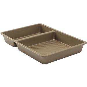 GoodCook 9 x 13 inch Nonstick Divided Oblong Pan  2-in-1 Textured Cooking, Baking Dish, Scratch-Resistant Carbon Steel Oven Pan for Meal Prepping & Sheet Pan Dinners