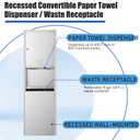 LEIFIDE Classic Stainless Steel Recessed Paper Towel Dispenser with Waste Can Receptacle Wall-Mounted for Bathroom Commercial Restrooms(15.19 x 7.09 x 56 Inch)