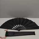 Zolee Large Rave Clack Fan for Line Dancing - Boots on The Ground Folding Hand Fan - Foldable Chinese Tai Chi Kung Fu Fan - for EDM, Music Festival, Hot Flashes, Event, Party, Dance (Black)