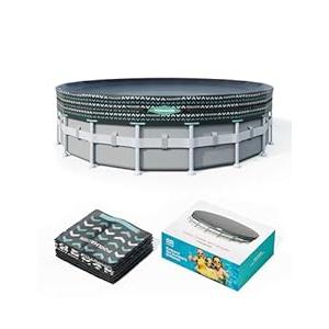Winter Pool Cover 18FT- 18 Foot Round Pool Cover, 4 Foot Overlap Extra Thick 420D Round Above Ground Pool Cover with Winch and Cable (Black)