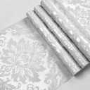 yaretzy Peel and Stick Wallpaper 3D Silver Grey Floral Modern Damask Removable Wallpaper Bedroom Embossed Sticky Self Adhesive 20.8inch x 119inch