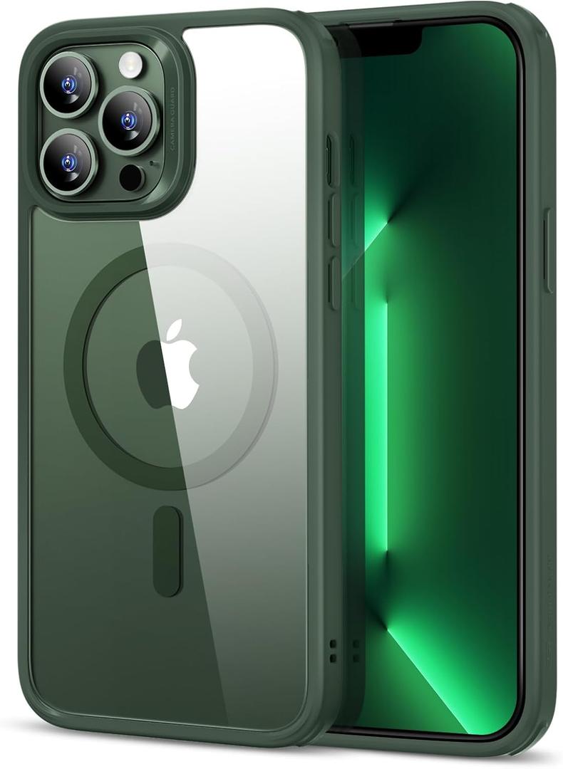 ESR for iPhone 13 Pro Case, Compatible with MagSafe, Shockproof Military-Grade Protection, Yellowing Resistant, Magnetic Phone Case for iPhone 13 Pro, Classic Hybrid Case (HaloLock),Clear Green