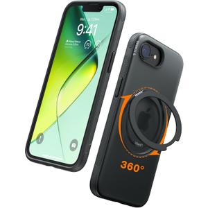 TORRAS 360 Magnetic Stand for iPhone 16e Case, [Fit for MagSafe] [Military-Grade Protection] Translucent Slim Case for iPhone 16e, Obsidian Black, Ostand O3 Fitness Series