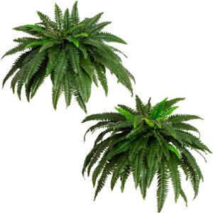 Nearly Natural 48in Artificial Boston Fern (Set of 2), Large Faux Greenery with 67 Lifelike Fronds for Indoor Wall, Shelf, and Home Office Decor