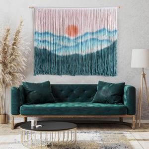 Ductra Macrame Wall Hanging Macrame Wall Decor Tie-Dye Tapestry Living Home Room Decor 57" Wx 41" L