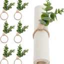 Yolyoo Napkin Rings Set of 12 Easter Napkin Rings Boho Wood Bead Leaf Farmhouse Napkin Rings for Wedding Easter Party Farmhouse Table Decor