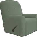Easy-Going 1 Piece Oversized Recliner Stretch Sofa Slipcover Sofa Cover Furniture Protector Couch Soft with Elastic Bottom Polyester Spandex Jacquard Fabric Small Checks Greyish Green, X-Large