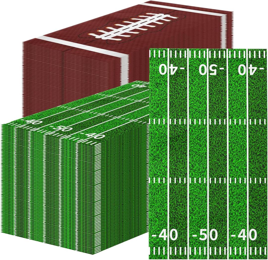 Football Napkins, 50pcs Football Party Napkins Tailgate Party Decorations Paper Napkins Disposable Football Napkins for Parties Game Day Football Theme Birthday Decorations