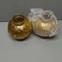 TRIROCKS Set of 2 Moroccan Style Metal Table Lamp 7'' High Battery Powered Cordless Lamp with LED Lights Bulb Perfect for Home Living Room Parties Tabletop Indoors (Gold)