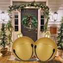 2 Pcs Giant Inflatable Christmas Balls, 24IN PVC Jingle Bell Large Outdoor Indoor Christmas Ornaments,Oversized Blow Up Balls for Garden Yard Patio Decorations (24 Inch Gold, 2)