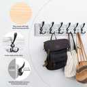 Coat Rack Wall Mount, Wooden Heavy Duty Coat Rack for Wall,6 Triple Coat Hanger Hooks for Hanging Coats,Jacket,Hat,Clothes (Grey White, 6 Hooks)
