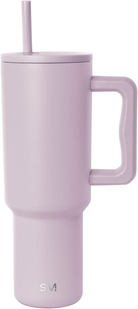 Simple Modern Mother's Day 40 oz Trek Tumbler with Handle and Straw Lid | Cup Holder Friendly Insulated Stainless Steel Travel Mug | Lavender
